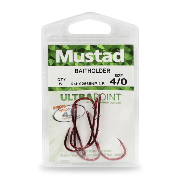 MUSTAD 92668NP-NR RED BAITHOLDER HOOK