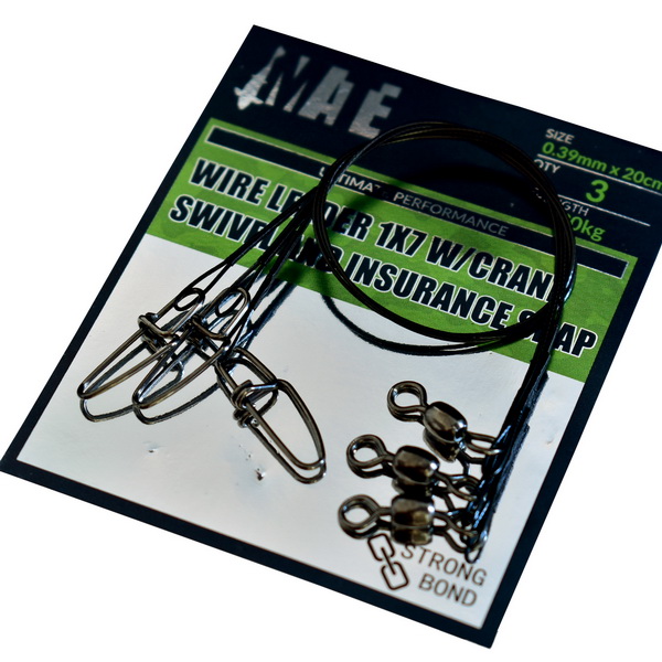 Mate Wire Leader 1×7 w/Crane Swivel  and Insurance Snap