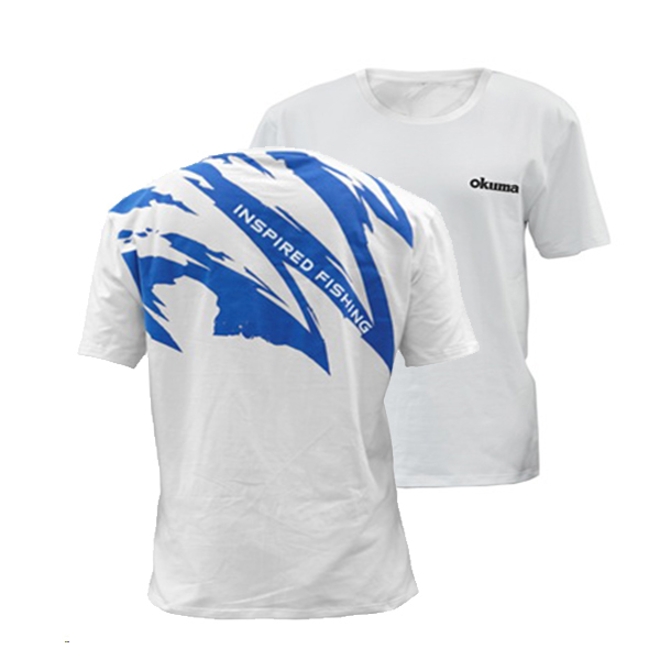 Okuma white motif cotton short sleeve shirt