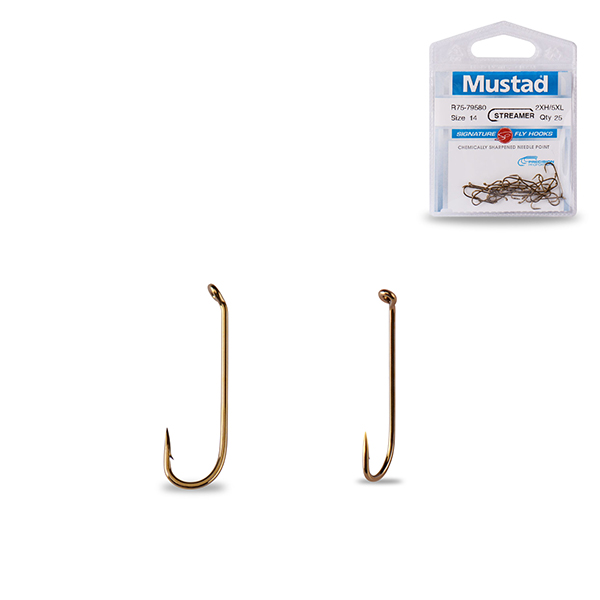 Mustad R75NP-BR Signature 5x Strong Streamer Fly Hooks 25kom