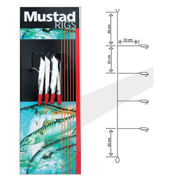 Mustad T4 4 Hook Sea Flector Mackerel Trace #3/0