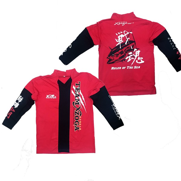 Xzoga V-Neck T-Shirt Long sleeve 2017 Crvena