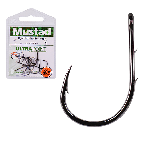 Mustad 10750NP-BN Eyed Baitholder Hook