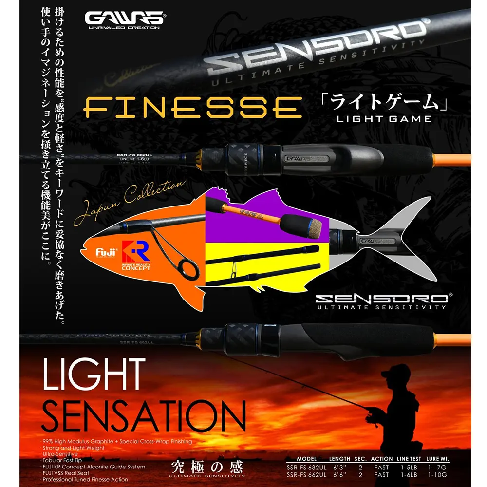 Gawas Sensoro Finesse Rod – 197cm 1-6Lbs, 1-10gr, 2sec