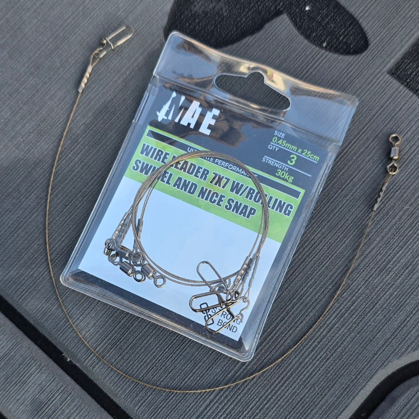 MATE WIRE LEADER 7X7 W/ROLLING SWIVEL AND NICE SNAP